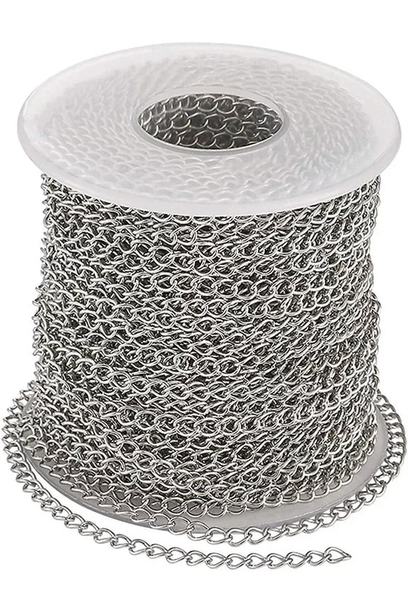 Silver Stainless Steel Curb Chain Link Roll Bulk Jewelry Supplies 4x3mm 82ft