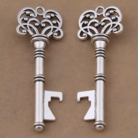 U8MO Skeleton Key Bottle Opener Large Steampunk Finding Wedding Favor Silver -1pc