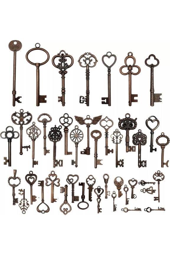 Skeleton Key Pendants Antiqued Copper Big Keys Large Wedding Favors Steampunk 42