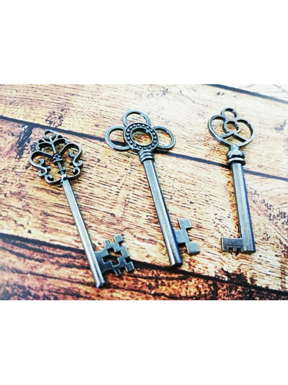 Skeleton Key Pendants Black Gunmetal Big Keys Large Wedding Favors Steampunk 30