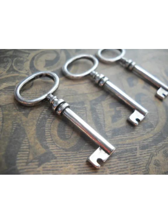 Skeleton Key Pendants Charms Silver Steampunk Key Charms BULK Skeleton Keys 25+-25pcs
