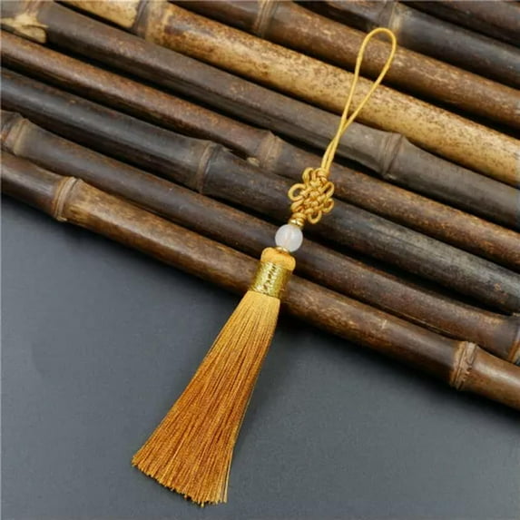 U8MO Small Chinese Knot Tassel Craft Jewelry DIY USB flash disk Mobile phone Pendant-20# earthy yellow