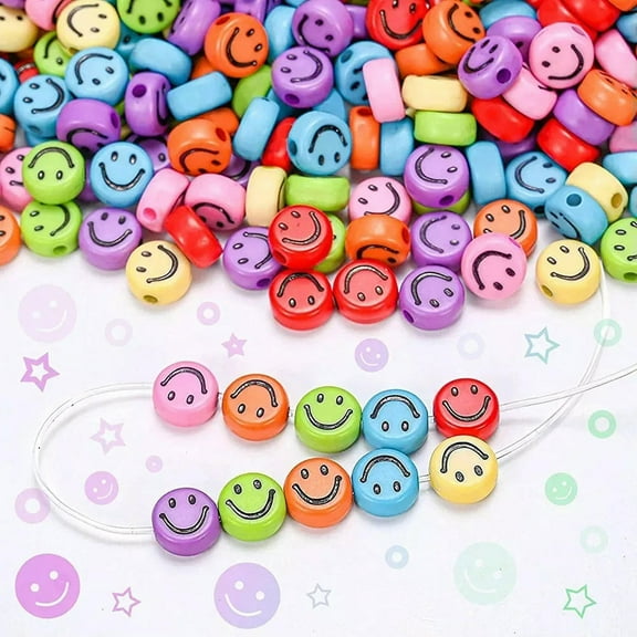 U8MO Smiley Face Beads Happy Jewelry Supplies Emoji Jewelry 7mm Mixed Bulk 650pcs