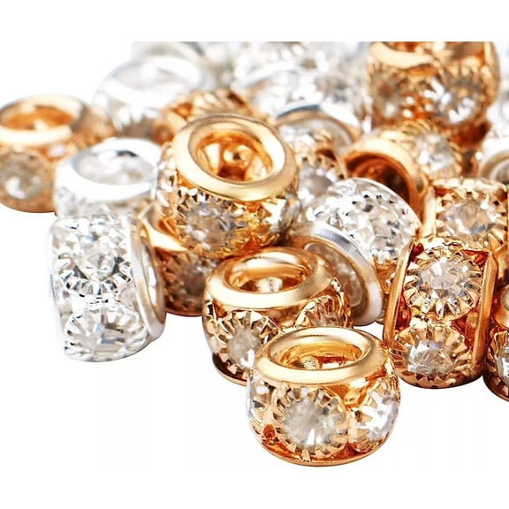 U8MO Spacer Beads Rhinestone Spacers Clear Crystal AB Silver Gold Mix 8mm Findings 40
