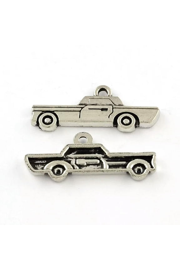 Sports Car Charms Antiqued Silver Vintage Style Racing Jewelry Supplies 27mm 2pc