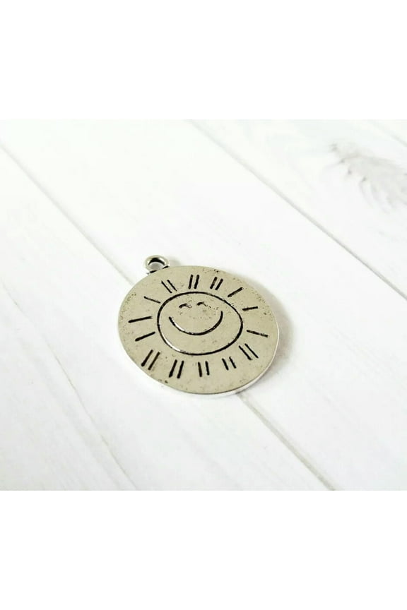Sun Pendant Antiqued Silver YOU ARE MY SUNSHINE Quote Charm Inspirational Words