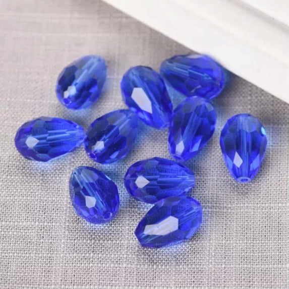 U8MO Teardrop 5x3 7x5 12x8 15x10 18x12mm Faceted Crystal Glass Loose Crafts Beads lot-18x12mm(10pcs)-Blue