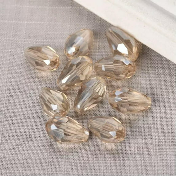 U8MO Teardrop 5x3 7x5 12x8 15x10 18x12mm Faceted Crystal Glass Loose Crafts Beads lot-18x12mm(10pcs)-Plated Lt Champagne