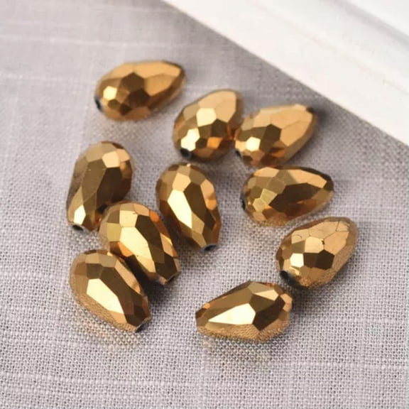 U8MO Teardrop 5x3 7x5 12x8 15x10 18x12mm Faceted Crystal Glass Loose Crafts Beads lot-5x3mm(100pcs)-Gold