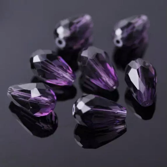 U8MO Teardrop Faceted Crystal Glass Loose Crafts Beads lot 5x3 7x5 12x8 15x10 18x12mm-109# Bluish Purple-7x5mm (50pcs)