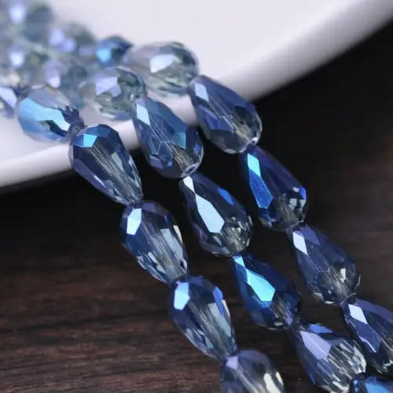 U8MO Teardrop Faceted Crystal Glass Loose Crafts Beads lot 5x3 7x5 12x8 15x10 18x12mm-112# Grayish Blue-5x3mm (100pcs)