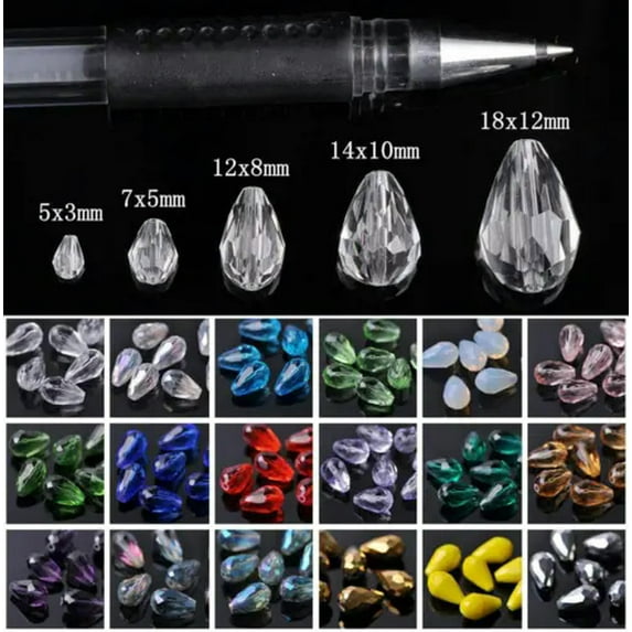 U8MO Teardrop Faceted Crystal Glass Loose Crafts Beads lot 5x3 7x5 12x8 15x10 18x12mm-117# Purple & Blue-18x12mm (10pcs)