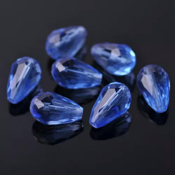 U8MO Teardrop Faceted Crystal Glass Loose Crafts Beads lot 5x3 7x5 12x8 15x10 18x12mm-126# Light Blue-15x10mm (20pcs)