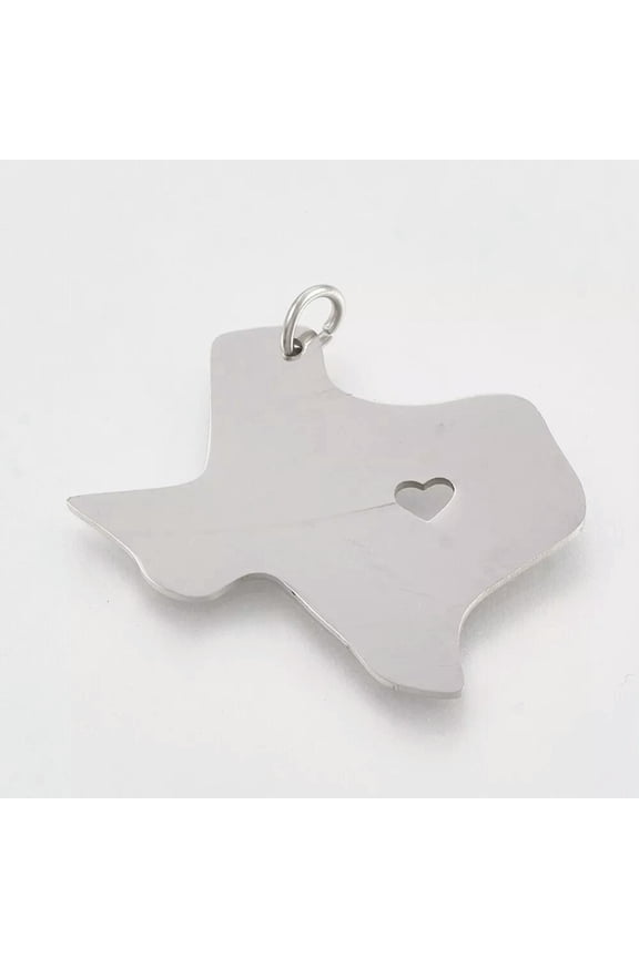 Texas Charm Silver Stainless Steel Lone Star State I Love Texas Jewelry w/ Ring