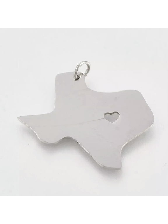 Texas Charm Silver Stainless Steel Lone Star State I Love Texas Jewelry w/ Ring