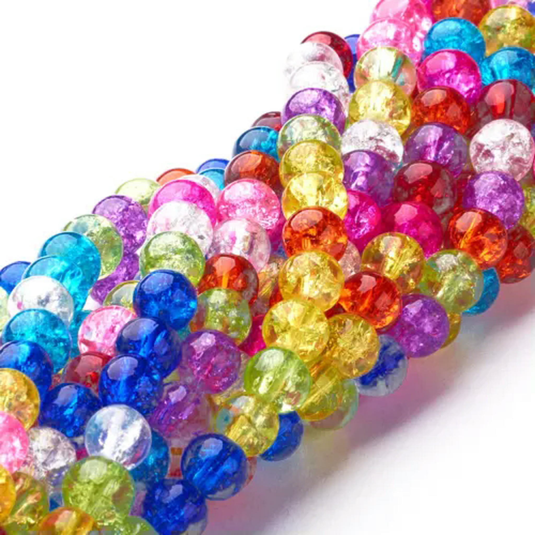 U8MO Transparent Crackle Glass Beads Strands Smooth Round Loose Beads Spacer 6mm-1 strand