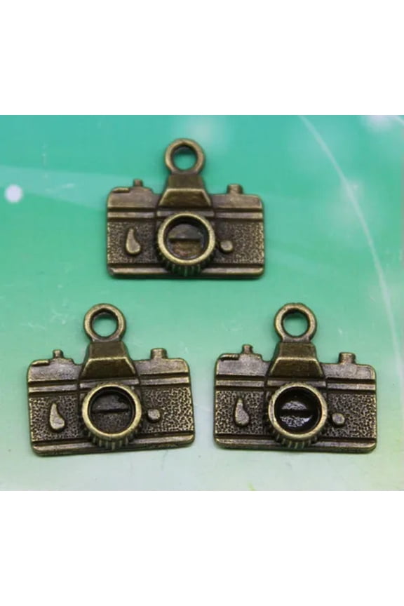 Wholesale 10/30/60X retro camera model alloy charms pendants 14x15mm-bronze-10pcs