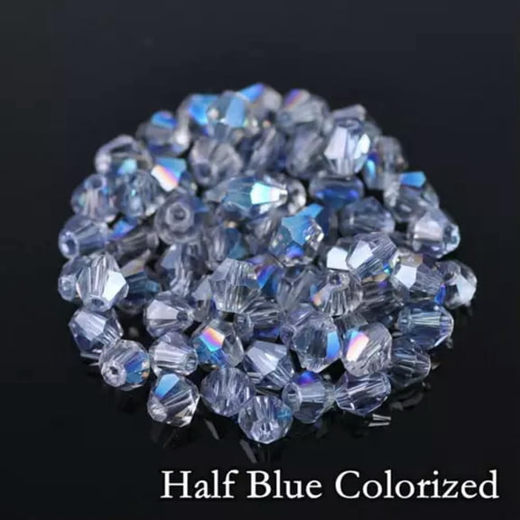 U8MO Wholesale 1000pcs 4mm Small Bicone Faceted Crystal Glass Loose Spacer Beads lot-174) Half Blue Colorized