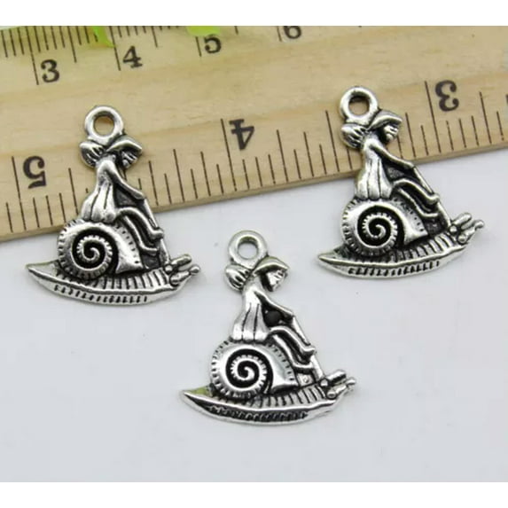 U8MO Wholesale 20/50pc Jewelry Making DIY Snail Alloy Charms Pendants 24x21mm-6pcs