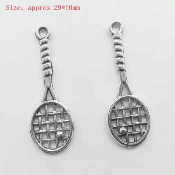 U8MO Wholesale Antique Silver Jewelry Finding Charms Pendants Carfts DIY-20pcs Tennis racket