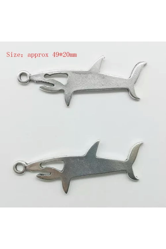 Wholesale Antique Silver Jewelry Finding Charms Pendants Carfts DIY-4pcs shark