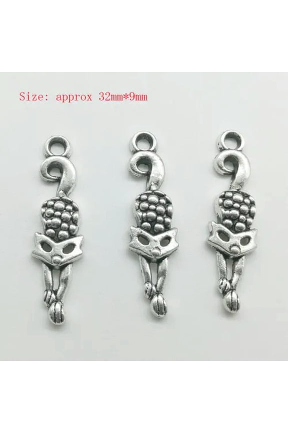 Wholesale Antique Silver Jewelry Finding Charms Pendants Carfts DIY 77 Styles-10pcs fox