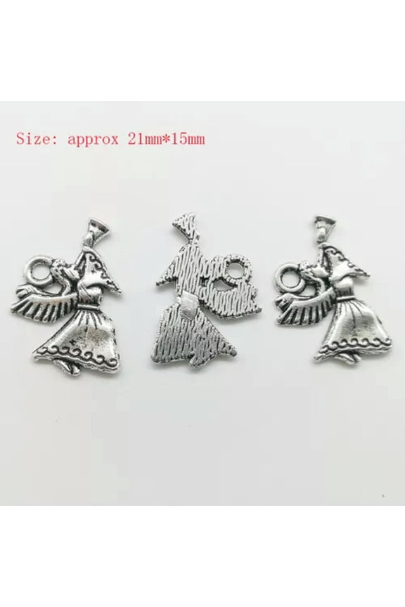 Wholesale Antique Silver Jewelry Finding Charms Pendants Carfts DIY 77 Styles-10pcs horn angel