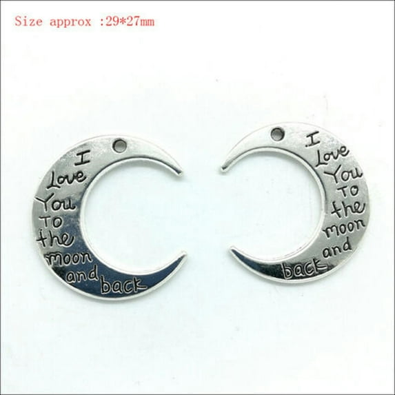 U8MO Wholesale Lot Antique Silver Charms Pendants Jewelry Findings Carfts DIY-105# 2pcs Antique Silver I lov...