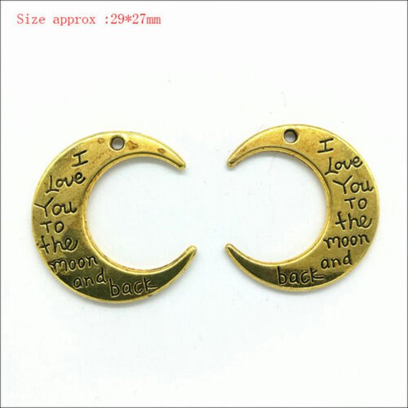 U8MO Wholesale Lot Antique Silver Charms Pendants Jewelry Findings Carfts DIY-106# 2pcs Gold I love you to t...