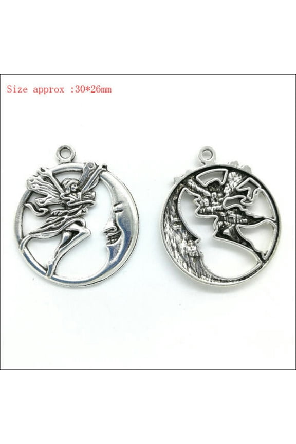 Wholesale Lot Antique Silver Charms Pendants Jewelry Findings Carfts DIY-89# 4pcs angel moon