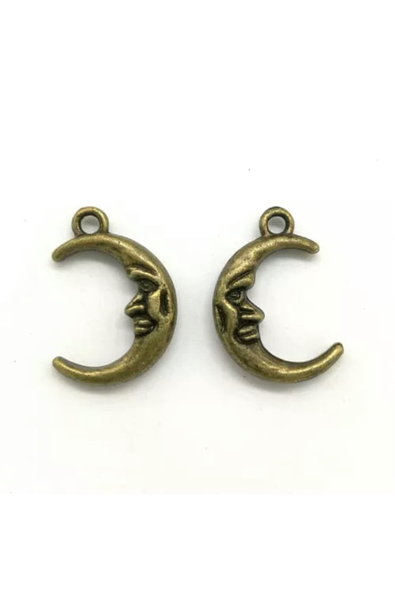 Wholesale retro Jewelry Making DIY moon face alloy charms pendants 22x15mm-bronze-6pcs