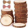 thumbnail image 1 of U8MO Wood Slice Ornament Blanks Pre-Drilled Holes Flat Circle Twine 30pcs 2.5" Bulk, 1 of 2