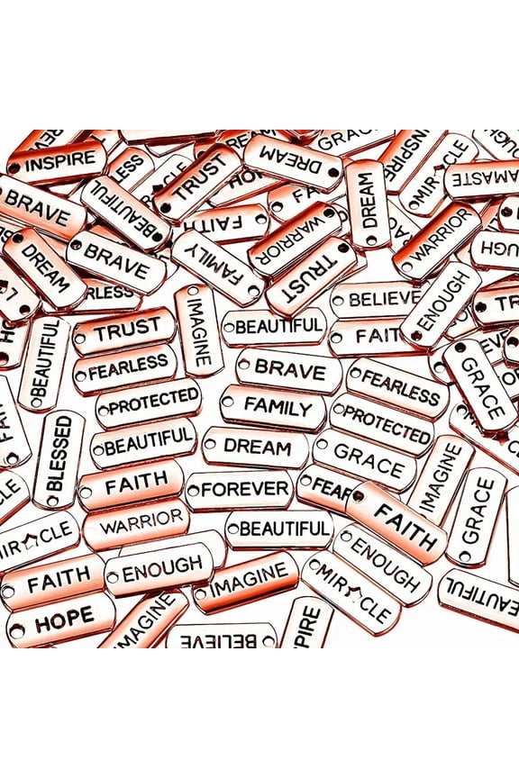 Word Charms Inspirational Jewelry Making Rose Gold Jewelry Tags Bulk 80pcs