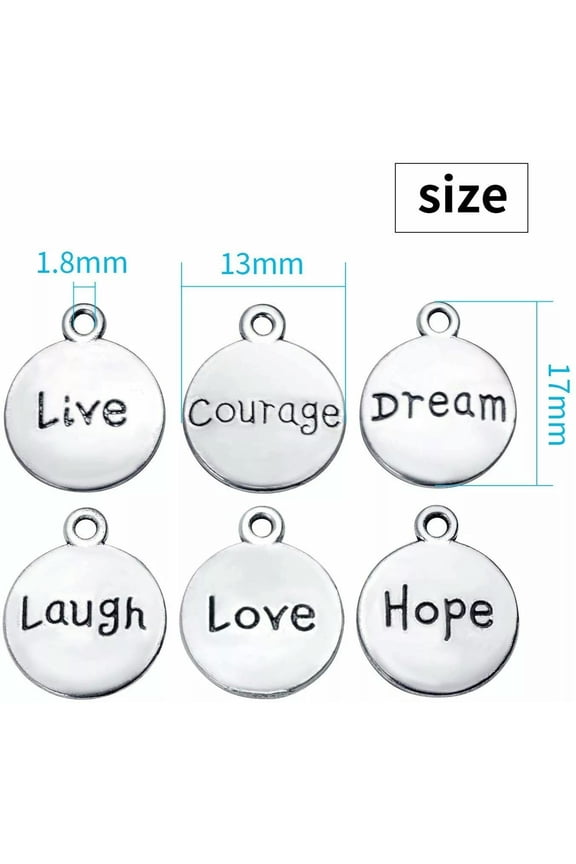 Word Charms Quote Charms Inspirational Charms Tag Charms Assorted Words 6pc