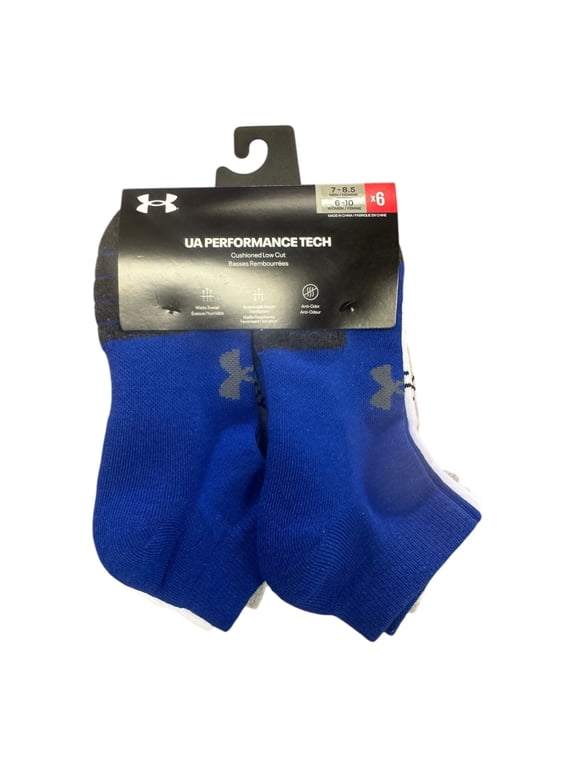 UA 6 Pack Under Armour Cushioned Low Cut Performance Tech Socks