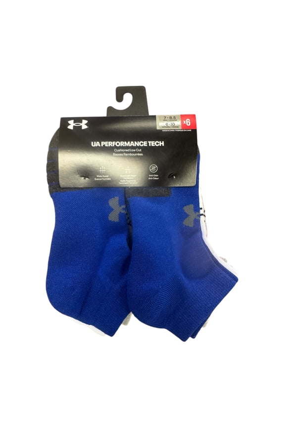 6 Pack Under Armour Cushioned Low Cut Performance Tech Socks
