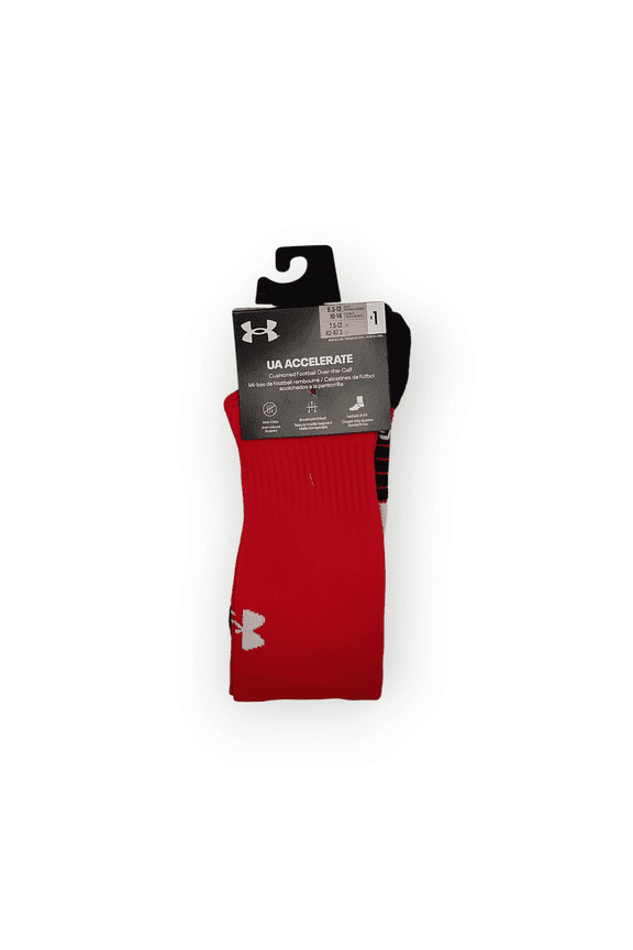 UA Accelerate Cushioned OTC Socks M 8.5-13/ W 10-14 Red
