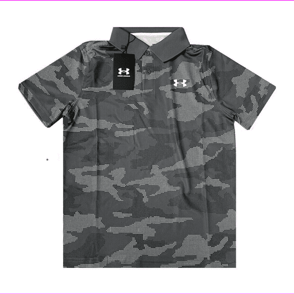 UA Performance Camo Printed Polo Boys, Grey , Size Y Large