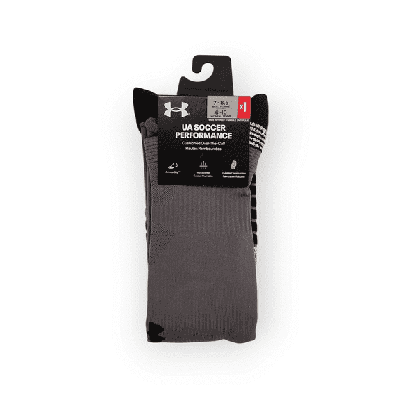 UA Soccer Performance OTC Socks, M 7-8.5/W 6-10, Graphite
