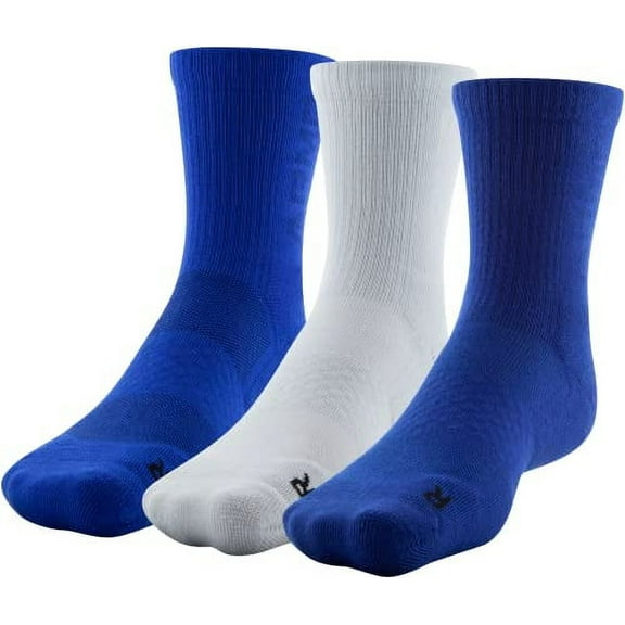 UA Socks: 3-PAIR 3-Maker Mid-Crew (XL)- Bauhaus Blue/Asst.