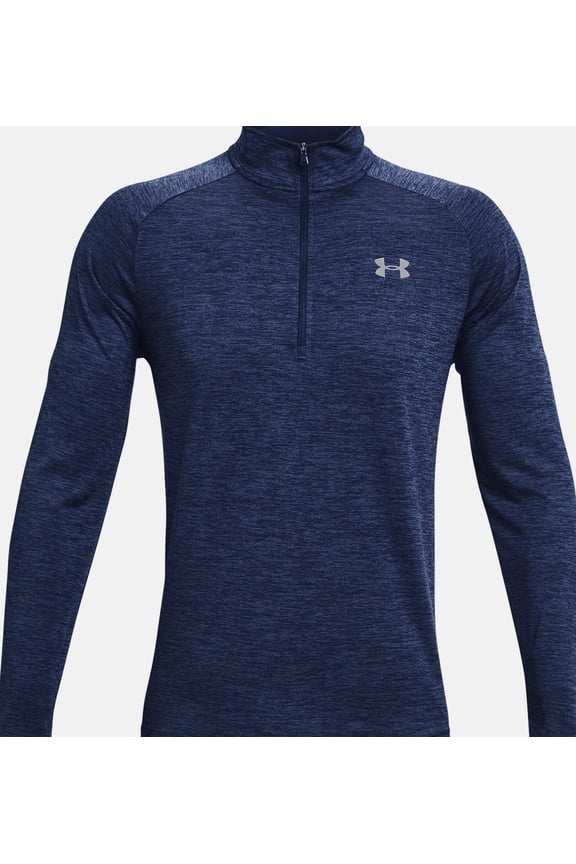 UA Tech Men's Zip Long Sleeve-Academy / Steel - Size SM