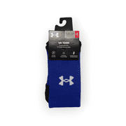 2 Pair Under Armour Sweat Wicking Youth Team Crew Socks, Royal/Black, 13.5K-4.5