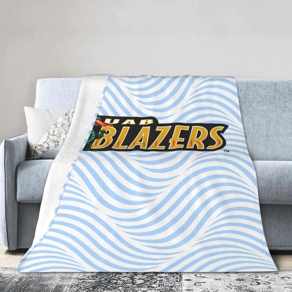 UAB Blazers Logo Fleece Blanket, Very Soft Microfiber Flannel Blanket for Couch Warm and Cozy for All Seasons, Black