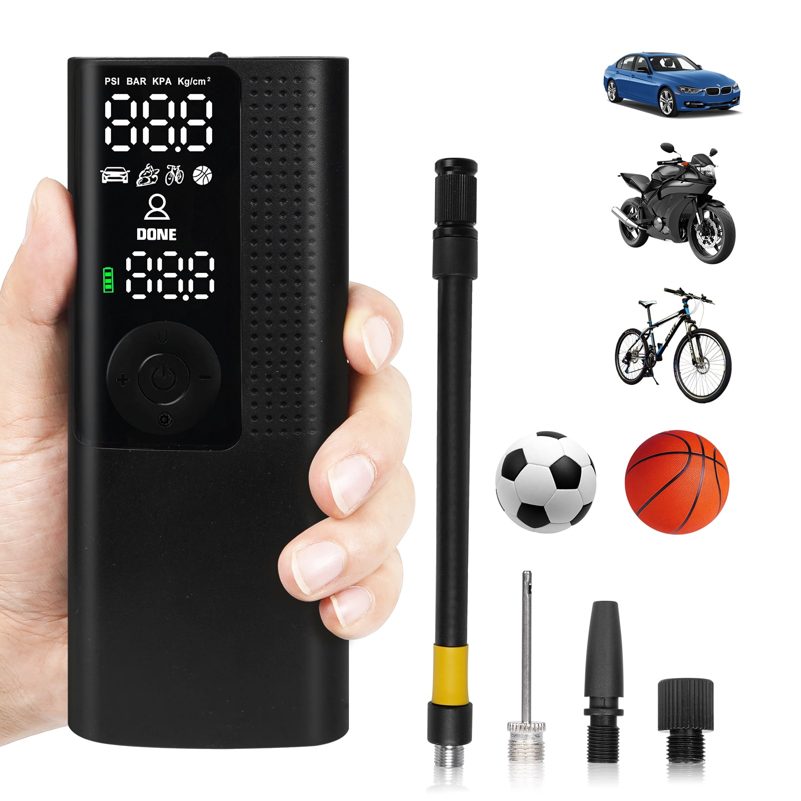 UABRLA Portable Air Compressor Tire Inflator,Tire Pump Car Tire Inflator with Digital Pressure Gauge, Fast Inflation, Auto Tire Pump for Car Tires, Motorcycles, Bikes or Balls
