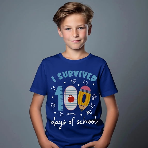 UACY 100 Days of School Shirt for Kids Boys Girls Funny 100th Day of School Toddler Graphic Short Sleeve T-Shirt
