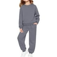 thumbnail image 1 of UACY 2 Piece Sweatsuits for Boys Girls School Athletic Outfit Fall Winter Tracksuit Pullover Sweatshirt (Dark Gray, 6-7 Years), 1 of 7