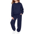 thumbnail image 1 of UACY 2 Piece Sweatsuits for Boys Girls School Athletic Outfit Fall Winter Tracksuit Pullover Sweatshirt (Navy, 5-6 Years), 1 of 6