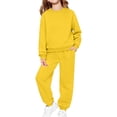 thumbnail image 1 of UACY 2 Piece Sweatsuits for Boys Girls School Athletic Outfit Fall Winter Tracksuit Pullover Sweatshirt (Yellow, 11-12 Years), 1 of 7