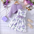 thumbnail image 1 of UACY 2PCS Little Toddler Girls Dress with Cardigan Floral Dresses Ruffle Shrug Sweaters Spring Full Clothes, 1 of 9