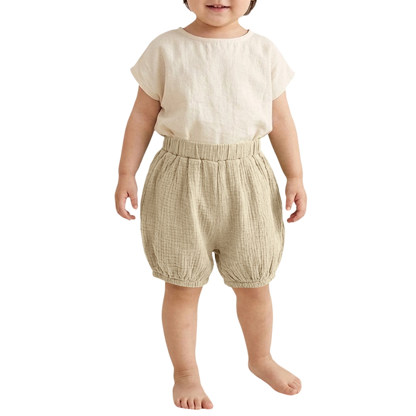 UACY Baby Bloomers for Boys Girls Cotton Linen Bubble Shorts 𝐃iaper 𝐂overs Infant Solid Underwear Cute Summer Clothes ﻿ (Beige, 4-5 Years)